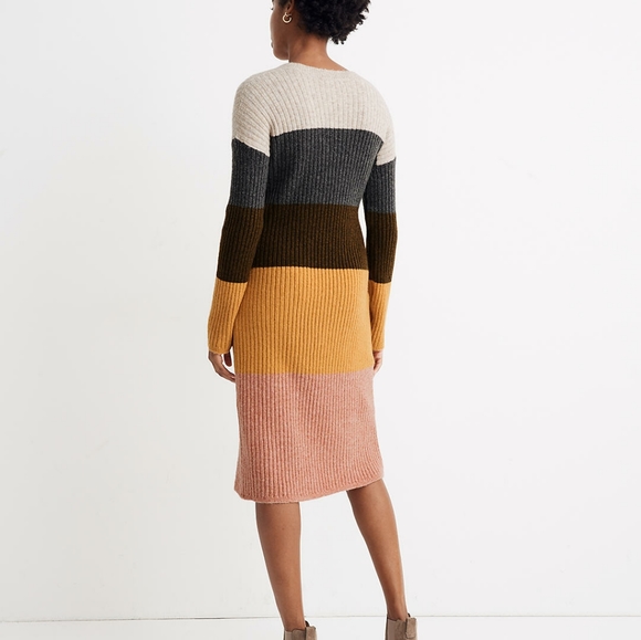 NWT Madewell Colorblock Midi Sweater Dress in Coziest Yarn, Small - Picture 4 of 8